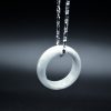 18k white gold chain with white burmese jade ring
